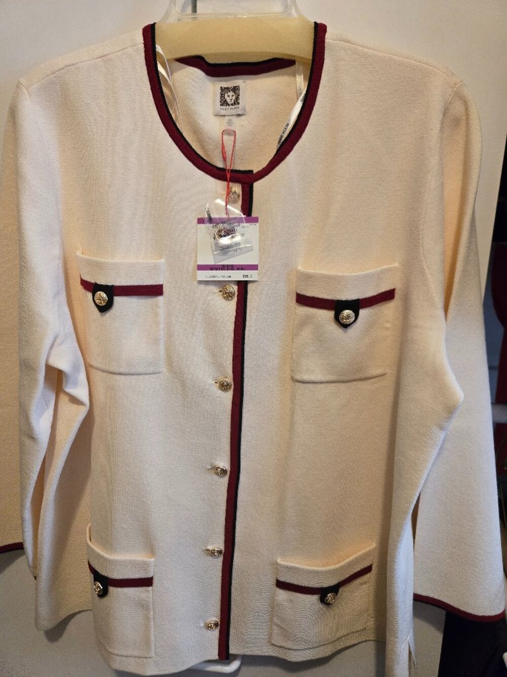 NWT Anne Klein knit cardigan sweater blazer - XXL